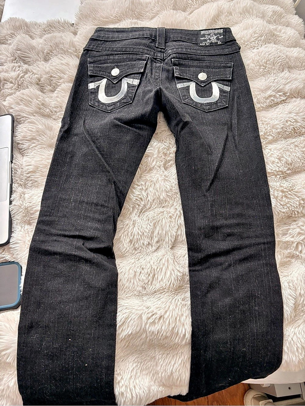 True Religion Billy skinny black jeans with silver sequin pockets